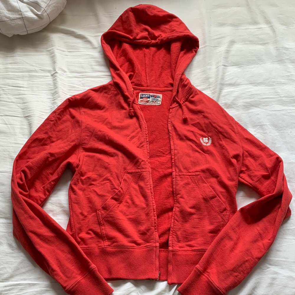 Lucky Brand Red Hoodie Sweatshirt